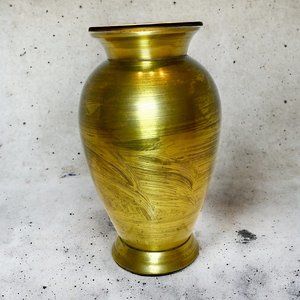 Small Brass Flower Vase Brush Strokes Effect